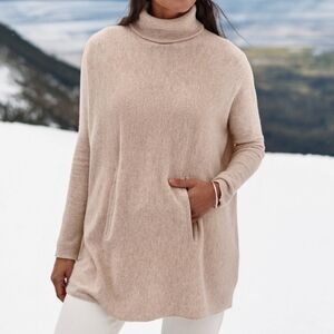 Garnet Hill Oversized Turtleneck Sweater/Color Oat Heater/ Size M/ NWT
